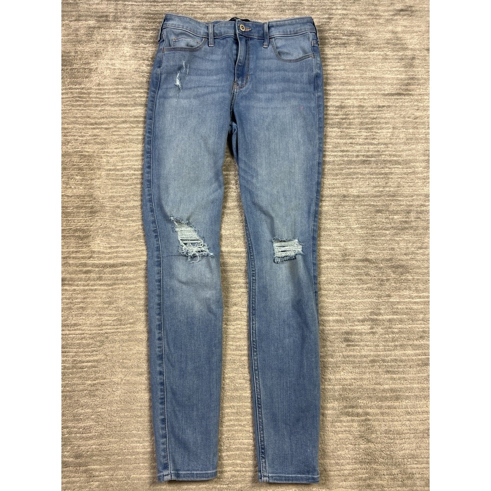 Hollister‎ Jeans Juniors 9 Blue High Rise Super Skinny Soft Stretch Destroyed